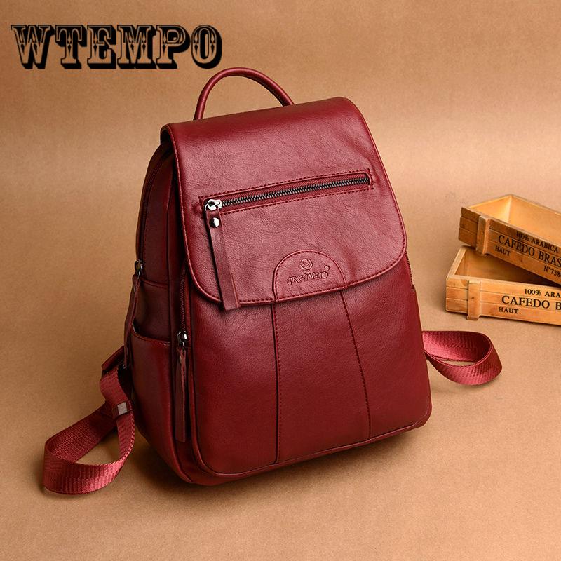 Fashion Leather Women Backpack Women Schoolbags Simple Knapsack Female Travel Bag
