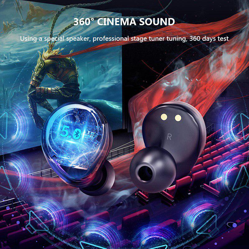 Waterproof 5.0 Earphone Bluetooth LED Touch 8D TWS Earbud Wireless Headphone Noise Reduction Headset