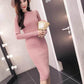 Autumn and Winter Long Over-the-knee Sweater Skirt Half High Neck Bottoming Slim Dress Thickened Hip Knitted Dress