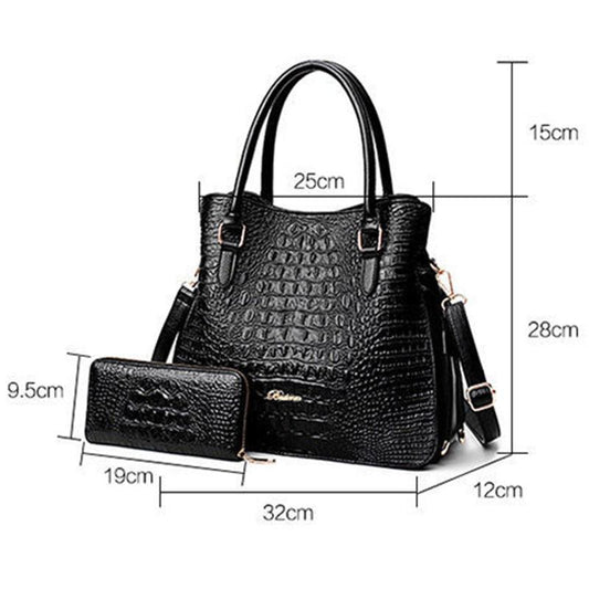 Genuine Leather Cowhide Soft Leather Crocodile Pattern Portable Handbags European and American Fashion Atmospheric Casual Shoulder Bag