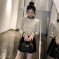 Pofulove flared sleeves lace shirt female long sleeve slim shirt Elegant cute sweater women