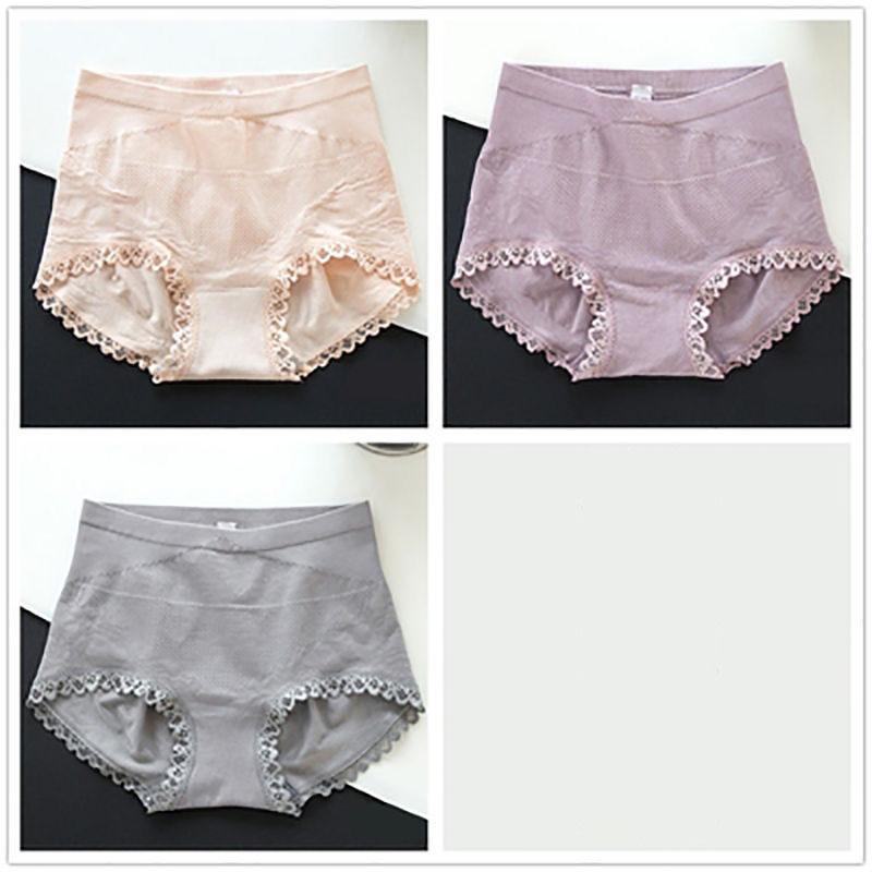 3 Packs of Antibacterial Sexy Women's Panties Japanese Mid-waist Briefs with Cotton Crotch Body Sculpting Buttocks Beautifying Trousers