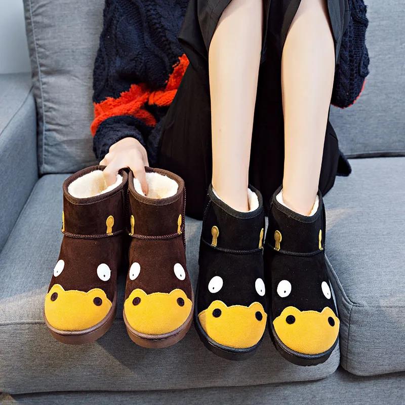Winter Korean Flat Snow Boots Women Cute Cartoon New Short Boots Thick Waterproof Warm Cotton Shoes