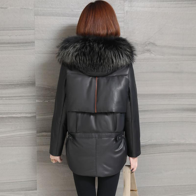 Women's Solid Color Hooded Down Jacket Regular Korean Loose Thick Coat Warm Cotton Coat Large Leather Collar Winter Coat Quilted Coat
