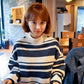 College Style Loose Striped Sweater Top Turtleneck Sweater Female Student Short
