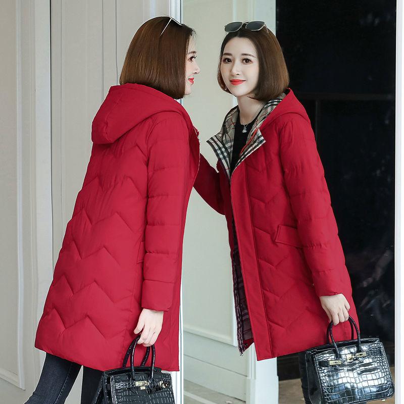 Women's Winter Long Thick Padded Jacket Korean Style Hooded Warm Cotton-padded Jacket Students Were Thin Padded Jacket