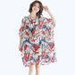 Printing  XL-XXXXXXL Summer Polyester Short-sleeved Knee-length A-line Dress