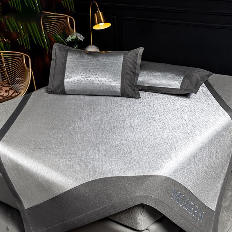 Three-piece Summer Skin-friendly Ice Silk Bed Sheet Mat Washable Non-slip Bedding Protection Cover