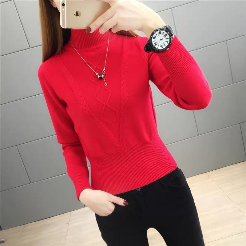 Women Green turtleneck sweater warm winter Casual Soft Slim Femme Elasticity Knitted Pullovers
