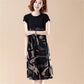 Large Size M-XXXXL Summer Printing Stitching Polyester Short-sleeved Knee-length A-line Dress