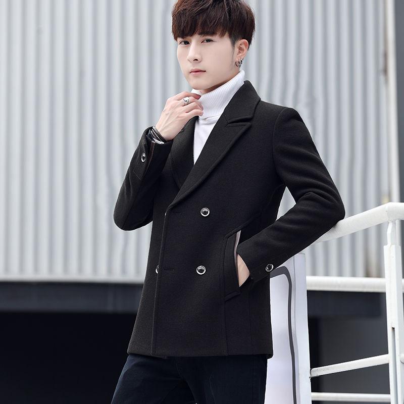 Men's Winter Windbreaker Men's Short Thick Plus Woolen Coat Coat Slim Korean Youth