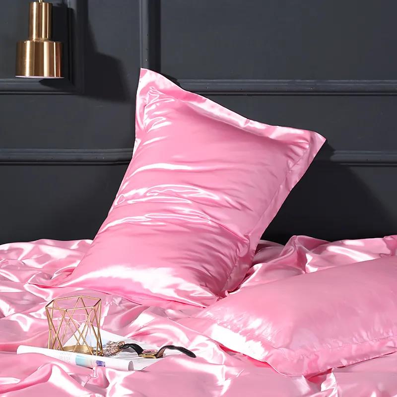 48*74cm Summer Silk Pillowcase Solid Color Soft Skin-friendly Pillowcase Pair