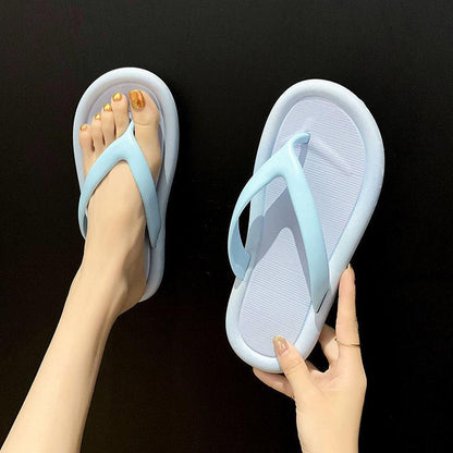 Summer Ladies Slippers Home Bathroom Non-slip Bathing Flip Flops Outdoor Beach Vacation Sandals Slippers Women