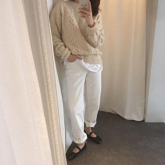 Autumn and Winter Loose Thick Knit Sweater Lazy Wind Twist Round Neck All-match Pullover Sweater Women