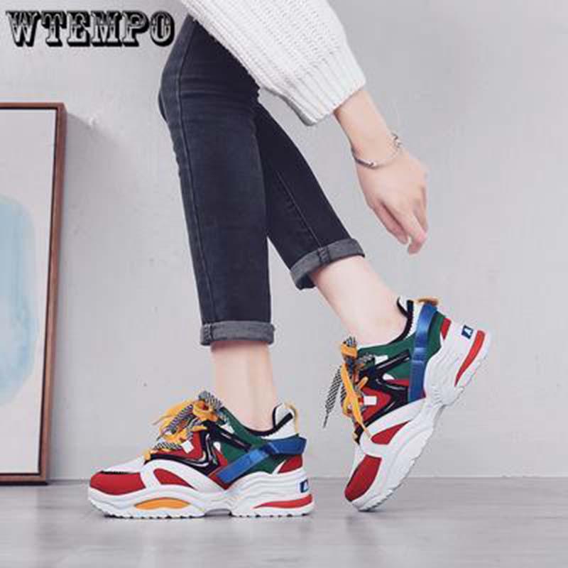 Ulzzang Korean Women's Sports Shoes Thick-soled Flat Bottom Non-slip Round Head Sneakers