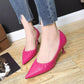 High Heels Women European Stiletto Mid-heel Pointed Toe Fashion High Heels Working Leather Shoes Women