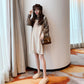 Mid-length Pullover Sweater Women Lapel Fake Two-piece Dress Autumn Winter Thick Warm Knitted Sweater Dress
