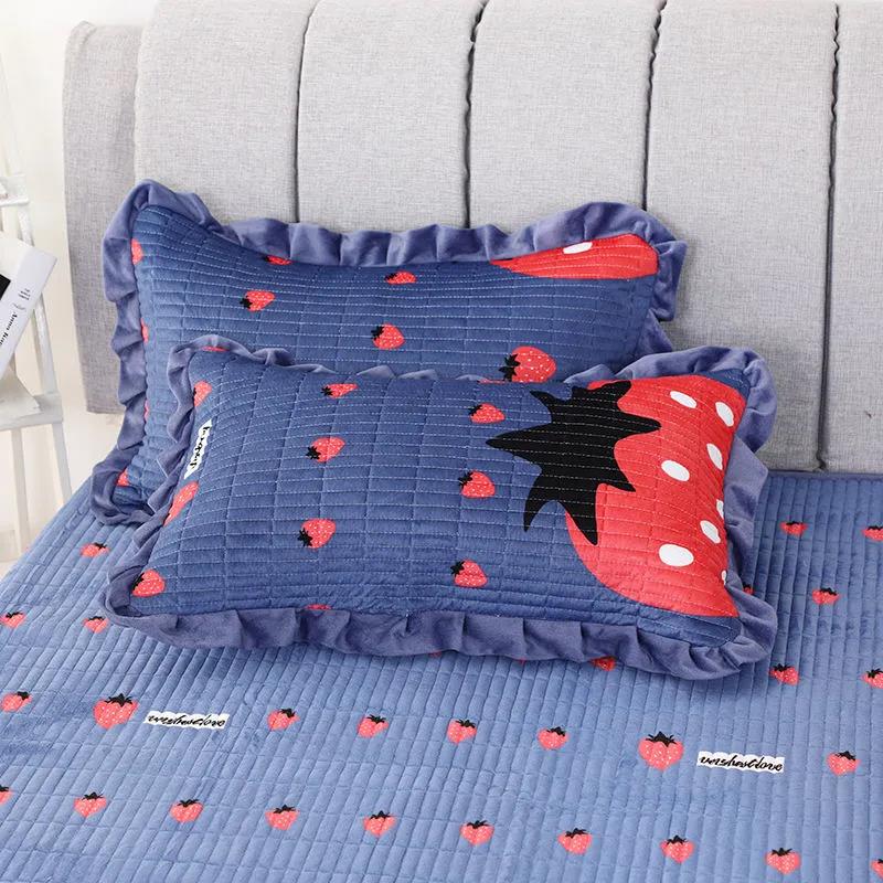 Crystal Suede Pillowcase Thickened Quilted Single and Double Pillowcases A Pair of Bedroom Bedding 48*74cm