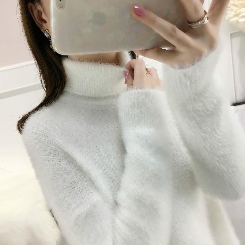 Pofulove furry comfortable mink velvet Korean version of the pullover top turtleneck sweater women