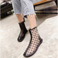 Eugen Gauze Letter Printed Sandals Martin Boots Motorcycle Boots Flat Shoes Breathable Women's Shoes