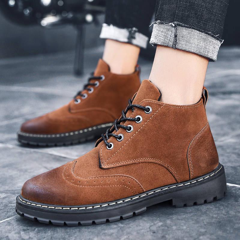 Autumn Winter Boots Men Casual High-Top Non-Slip Wear-Resistant Tooling Martins Boots Warm Snow Boot