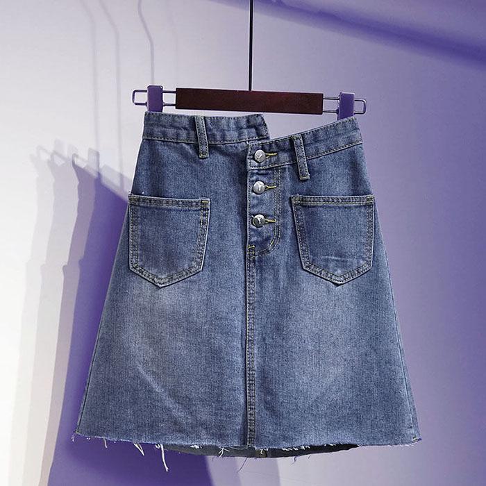 S-5XL Women Anti-light Denim Skirt High Waist Slim Sexy Package Hip Skirts A-line Skirts