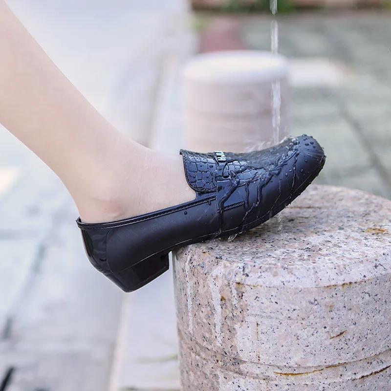Women's Rain Boots Shallow Mouth Waterproof Low-top Short Tube Spring and Autumn Outer Wear Kitchen Non-slip Wear-resistant Soft-soled Work Shoes