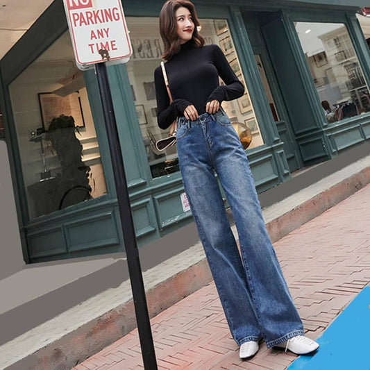 Flare Jeans High Waist Denim Wide Leg Pants Women Trousers Plus Size Bell Bottom Pants Joggers