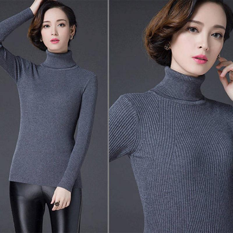 Pofulove Plus Size Loose Knit Bottoming Shirt Dress Turtleneck Thicken Wild Bottoming Shirt