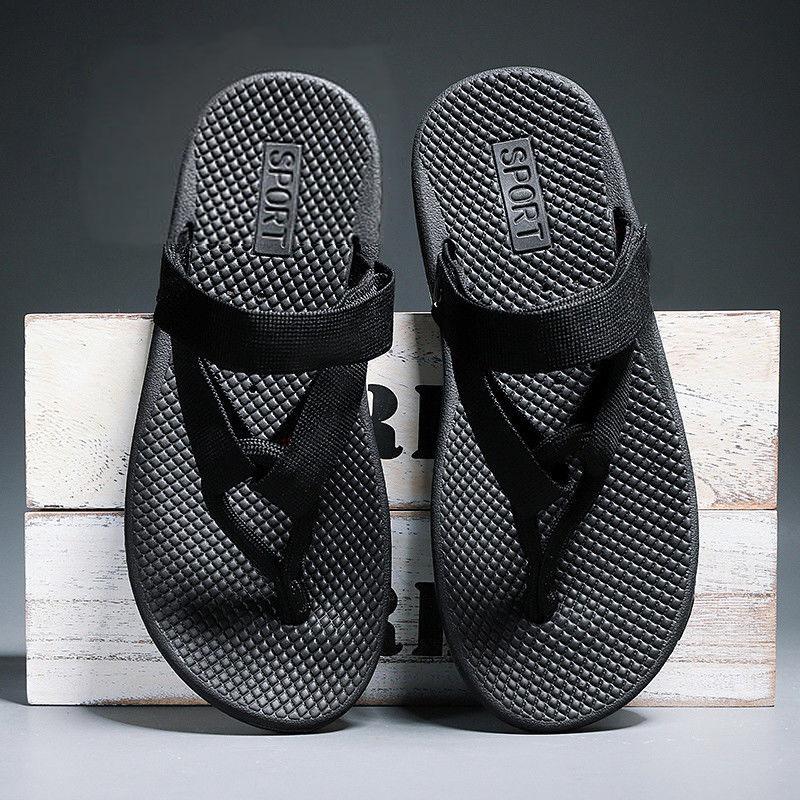 Men Flat Flip Flops Loafer Sandals Shoes Open Toed Slippers Breathable Outdoor Non-slip Beach