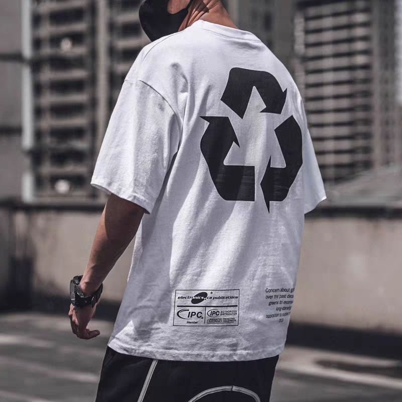 Summer Short-sleeved T-shirt Male Personality Round Neck Chinese Printing All-match Loose Student Compassionate