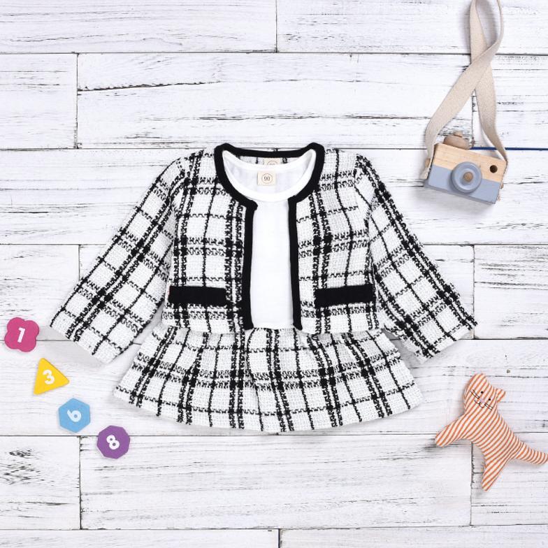 Spring and Autumn  Girl's Clothing Infant Clothing Girl's Plaid Cotton Long Sleeve Children's Clothing