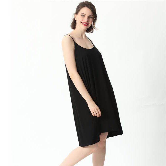 Women's Summer Simple Plus Size Medium Length Loose Sling Vest Solid Color Sleeveless Dress