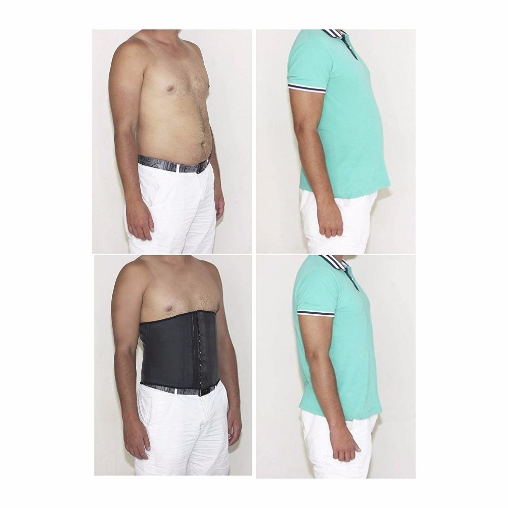 Mens Latex Waist Trainer Strong Hooks Workout Shapewear Tummy Control Thermal