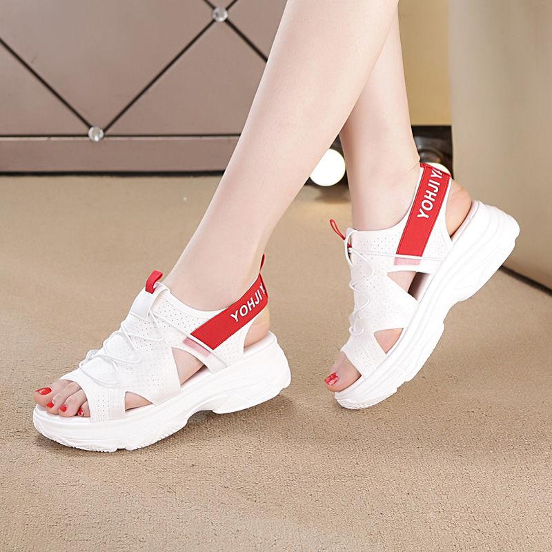 Simple Sports Sandals Women's Summer All-match Muffin Thick-soled Women's Casual Sports Sandals Breathable Lightweight Non-slip