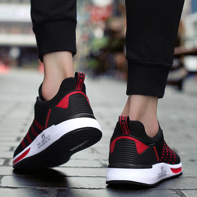 Couples Sports Shoes Fashion Women Flying Woven Mesh Breathable Non-Slip Wear-Resistant Cushion Sneakers Men's Vulcanize Shoes