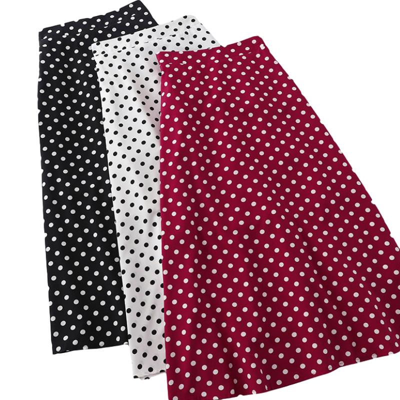 Women Sexy Tight A-line Chiffon High Waist Printed Hip Skirt Short Skirt Knee-length Wave point Zipper Elastic Waist Club Casual Home Office