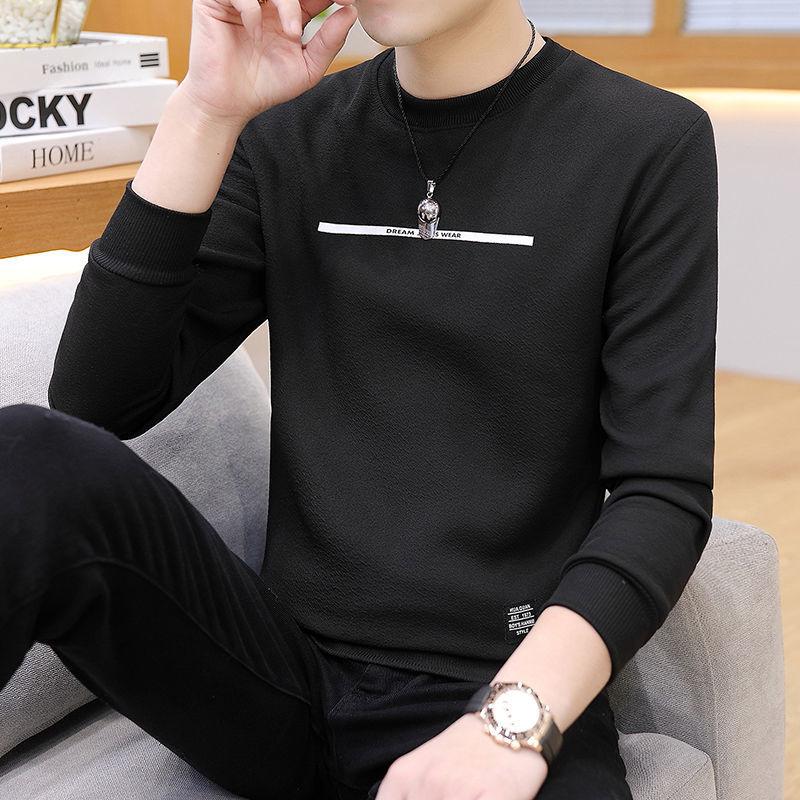 Winter Men's Long-sleeved Sweater Fashion Round Neck Bottoming Shirt T-shirt Casual All-match Thick Tops Tide