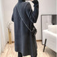 Autumn and Winter Mid-length Casual Sweater Half High Neck Thick Pullover Blouse Knitted Loose Women Sweater Dress