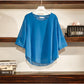 Solid Color Round Neck Pullover Shirt Chiffon Shirt Five-point Sleeves Plus Fat Plus Size Women's Loose and Thin