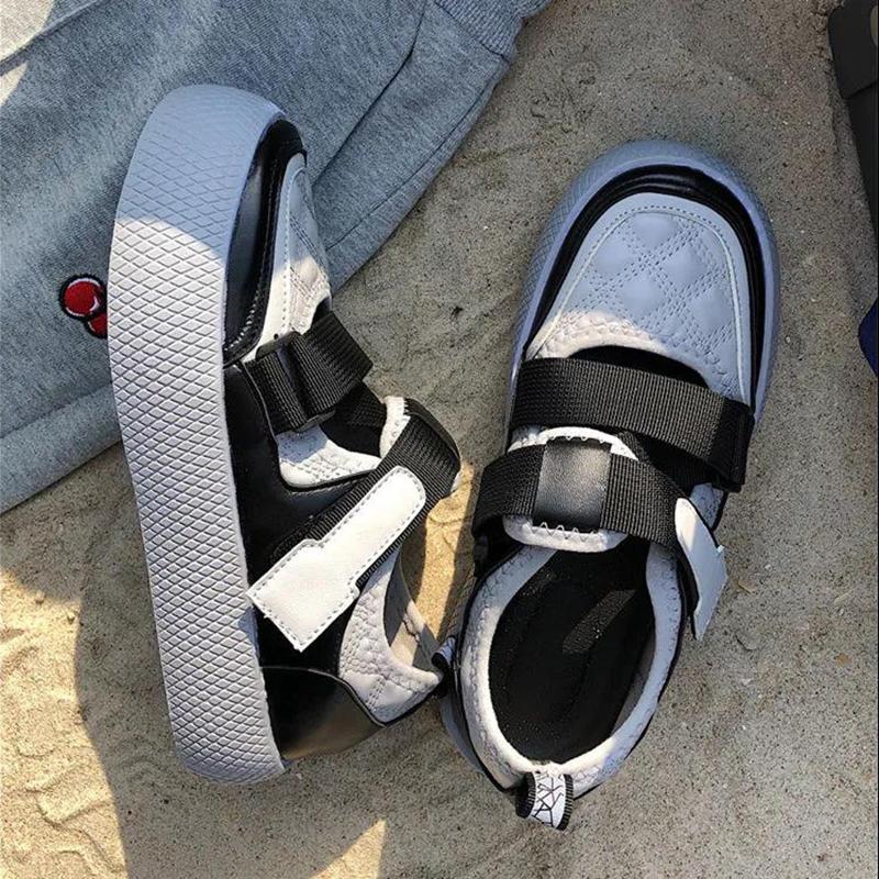 Sakura Purple Sneakers Women Spring and Summer Velcro Thick Bottom Niche Big Head Shoes Women Casual Sports Shoes