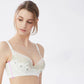 Women's Comfortable Embroidered Underwear Adjustable Bra for Big Breasts Sexy Lace Mesh Floral Gather Straps Brassiere Full Cup Pad Solid Underwear