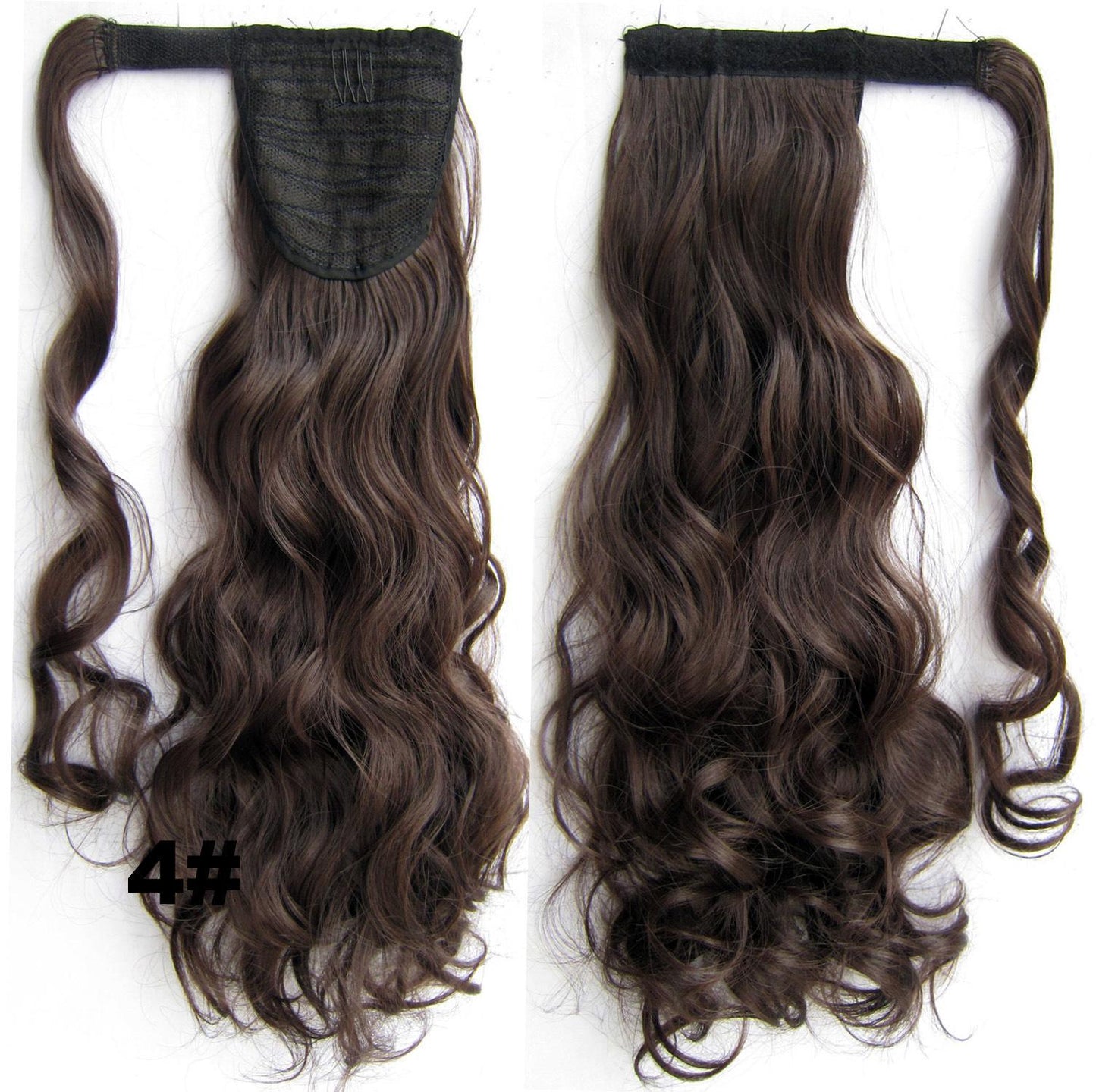 Long Wavy Wrap Around Clip In Ponytail Hair Extension Synthetic Natural Wave Pony Tail Brown Wigs