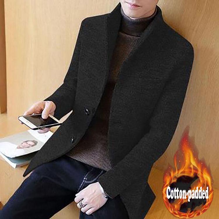 Men Winter Wool Coat Men's Jacket Solid Simple Blends Woolen Coat Male Trench Coat Casual Overcoat