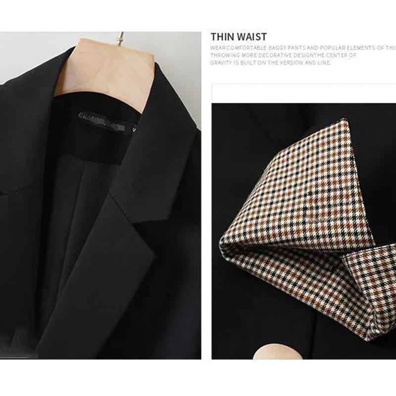 Leisure Suit Jacket Female Long Section of The Spring and Autumn Suit Slim British Style Double-breasted Suit Jacket Women's Casual Loose Coat