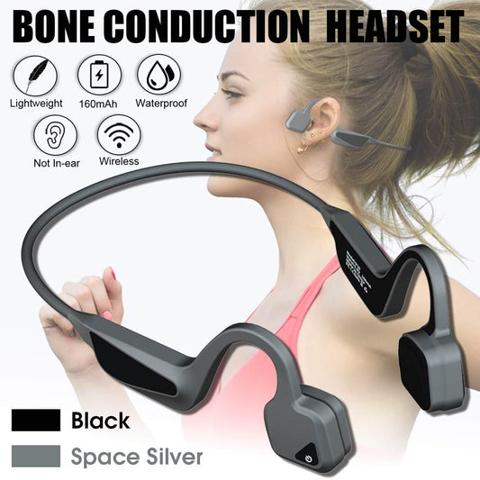 Bluetooth 5.0 Earphone Bone Conduction Binaural Hifi Stereo HD Call Headset with 2200 MAh Power Bank