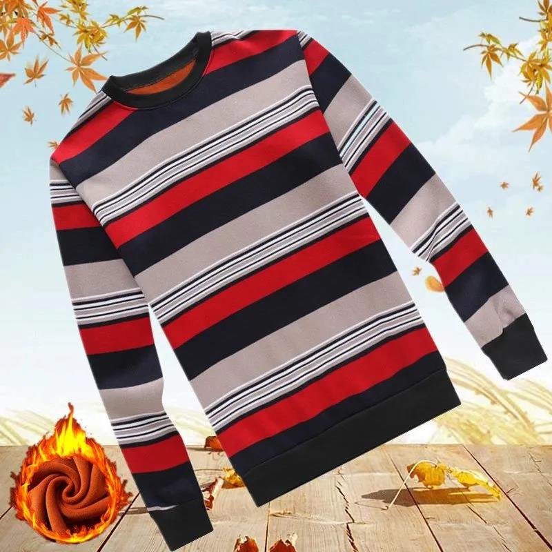 Autumn and Winter Thick Men's Round Neck Long-sleeved Sweaters Men's Warm Clothing Jackets Plus Velvet Thick Round Neck Sweaters for Men