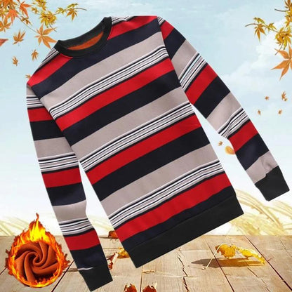 Autumn and Winter Thick Men's Round Neck Long-sleeved Sweaters Men's Warm Clothing Jackets Plus Velvet Thick Round Neck Sweaters for Men