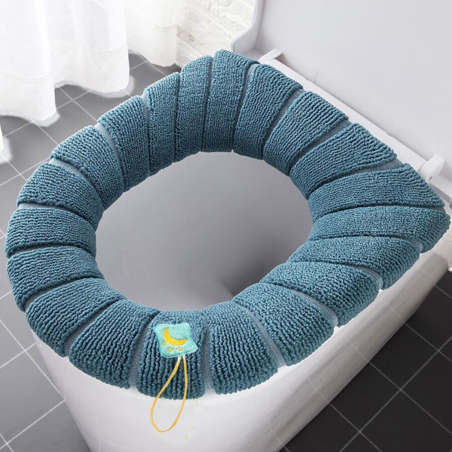 Warm Toilet Seat Cover Universal Toilet Seat Cushion Washable Pink Cute Toilet Seat Mat with Handle Bathroom Lavatory Cover Elongated Elastic Pad