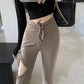 Spring and Autumn Casual Pants Female High Waist Slim Slime Hollow Flavpet Design